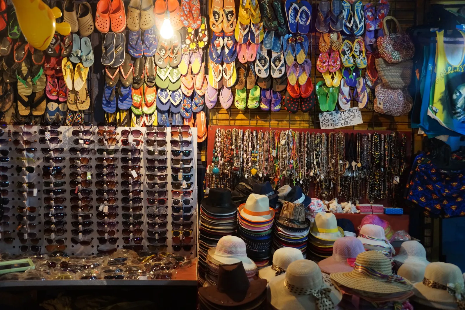 Retail shop display of sandals and accessories showing effective merchandising for impulse purchases
